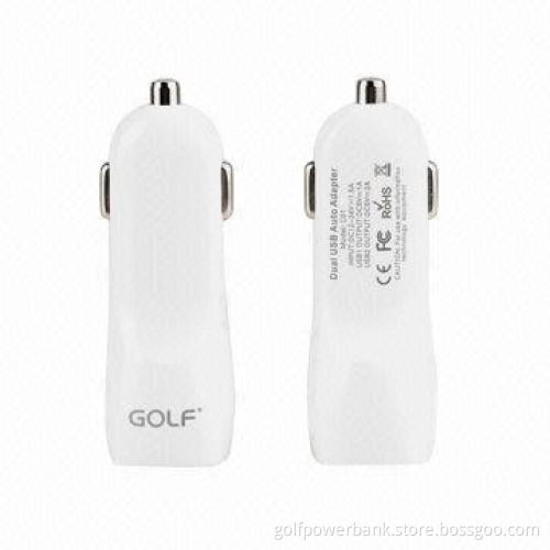 Dual-USB Output Car Charger, 12 to 24V DC Input Voltage